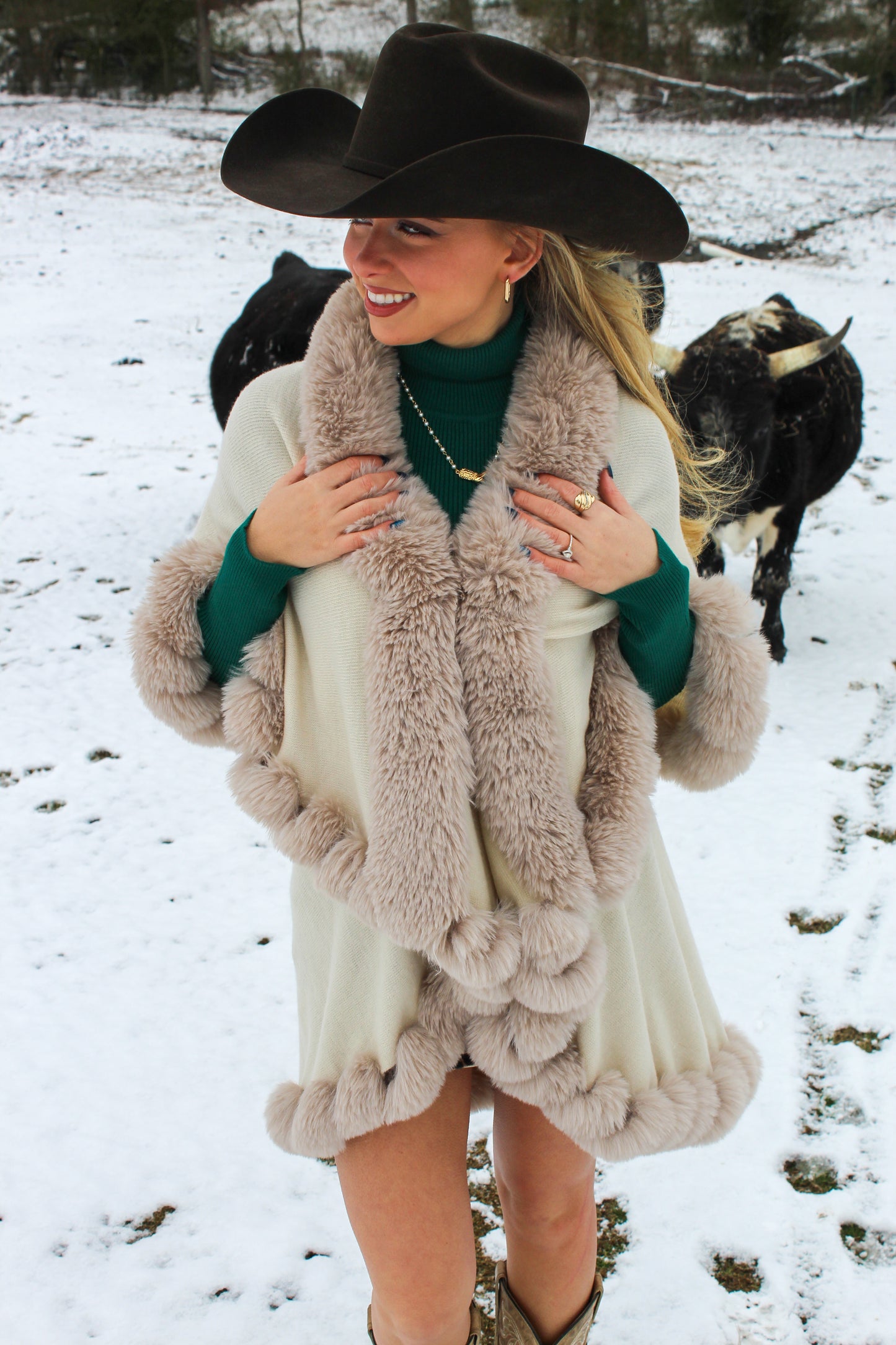 Western Plains Faux Fur Shawl