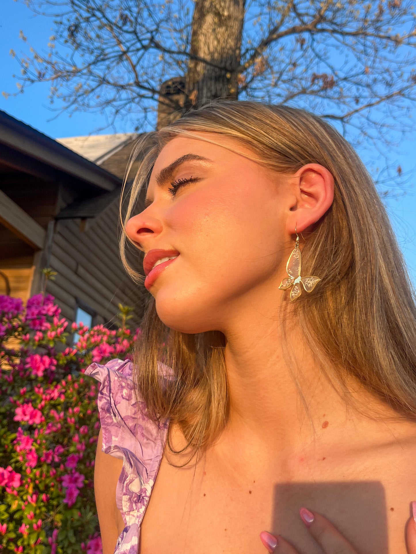 Pressed Flower Butterfly Earrings