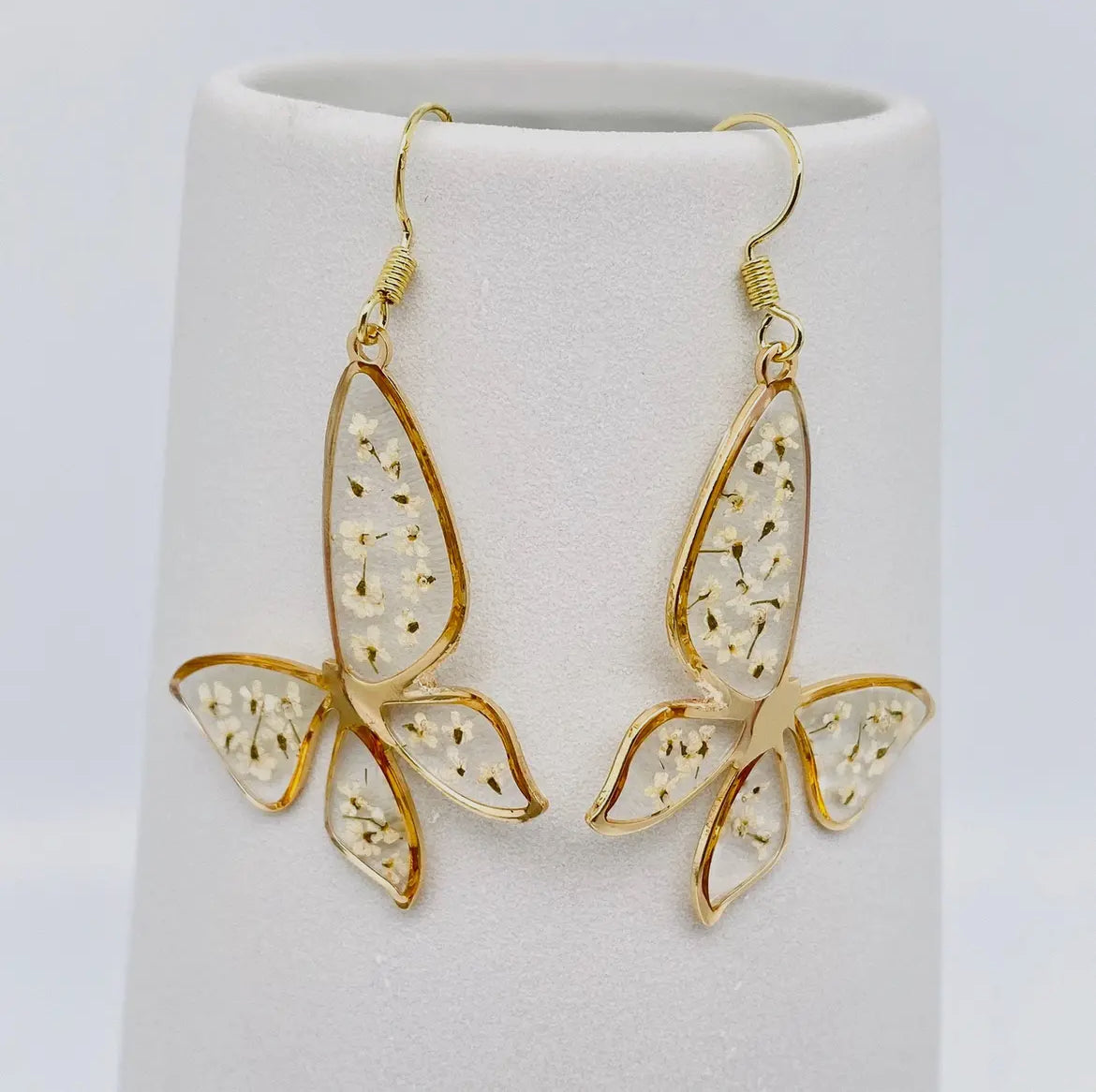 Pressed Flower Butterfly Earrings