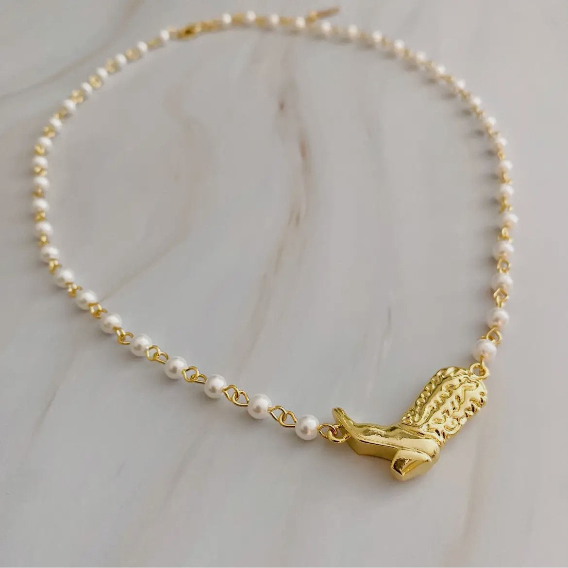 Boots & Pearls Necklace