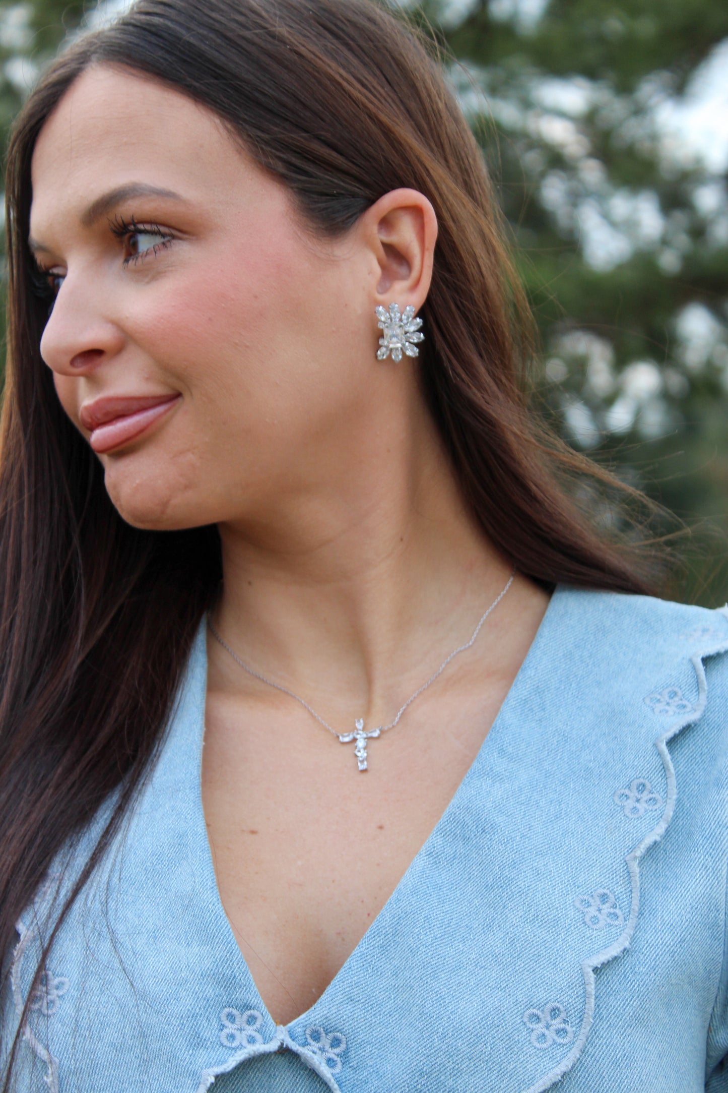 Stone Cross Necklace