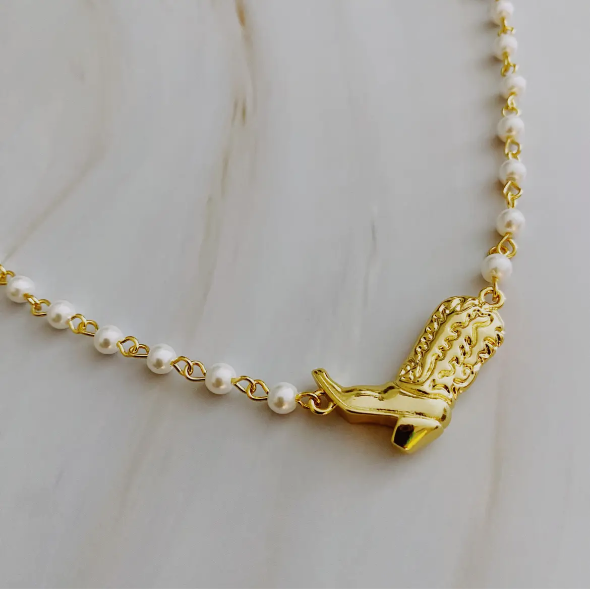 Boots & Pearls Necklace