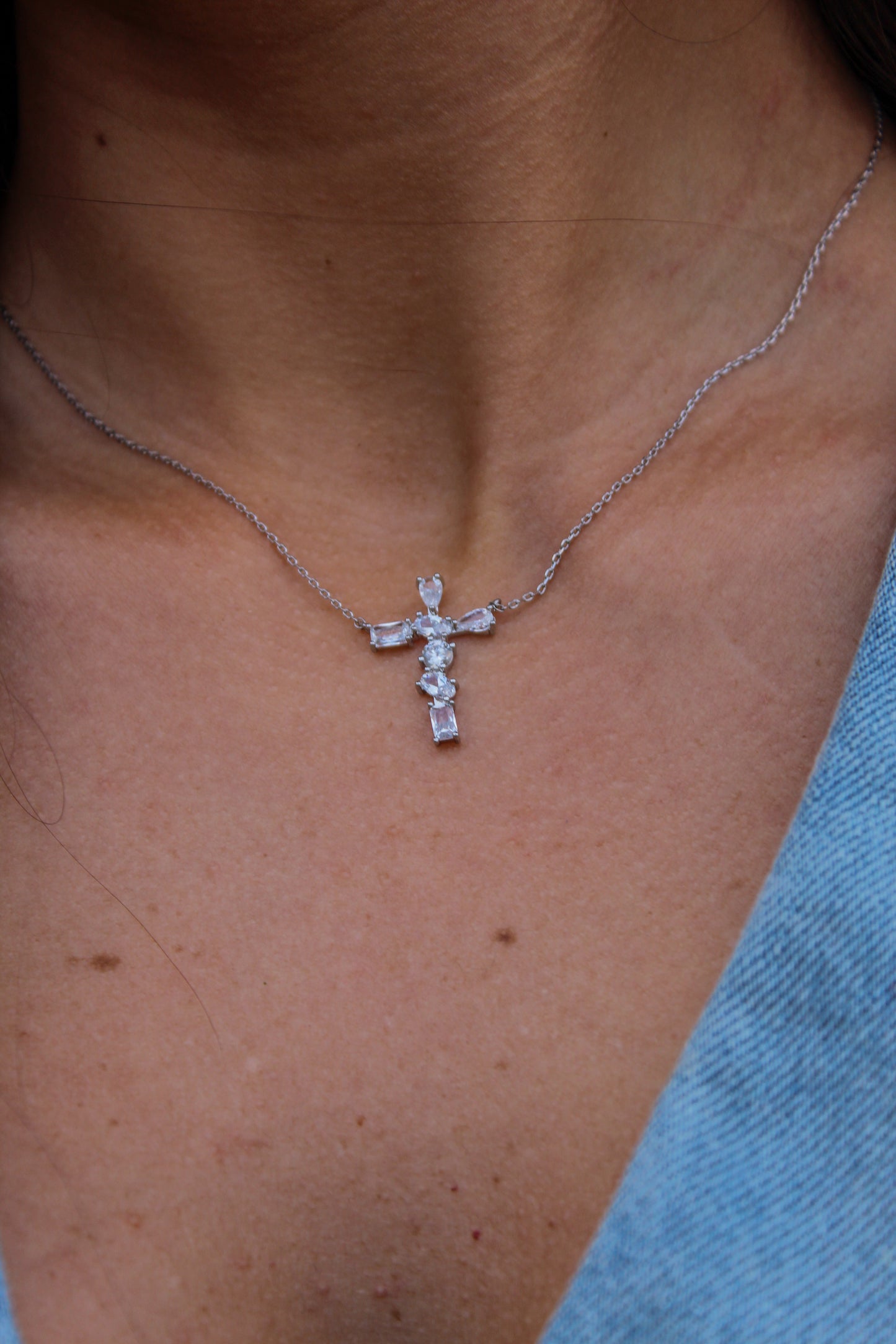Stone Cross Necklace