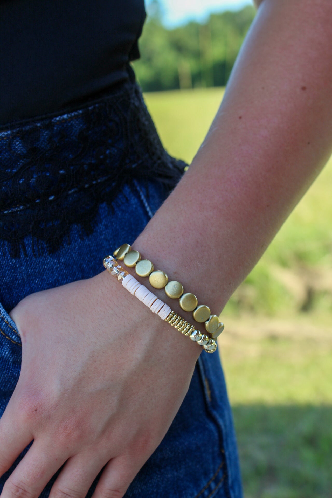 Mixed Glass Stretch Bracelet
