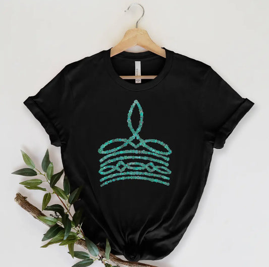Turquoise Boot Stitch Tee