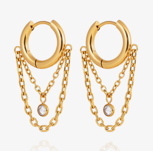 Golden Girl Chain Huggies