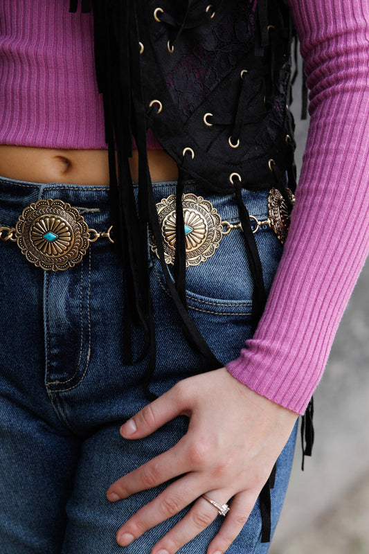 Gold/Turquoise Chain Belt