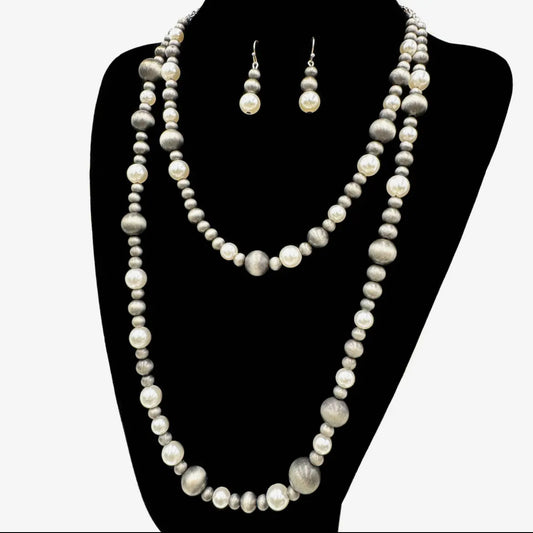 Navajo Beads and Pearls Necklace Set